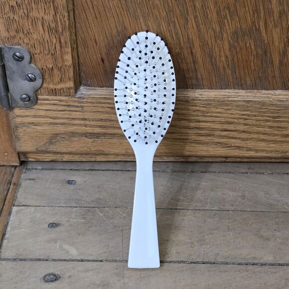 Vintage Estee Lauder Hair Brush White Small Oval 6.5" Travel Compact blball Tip - Picture 3 of 9